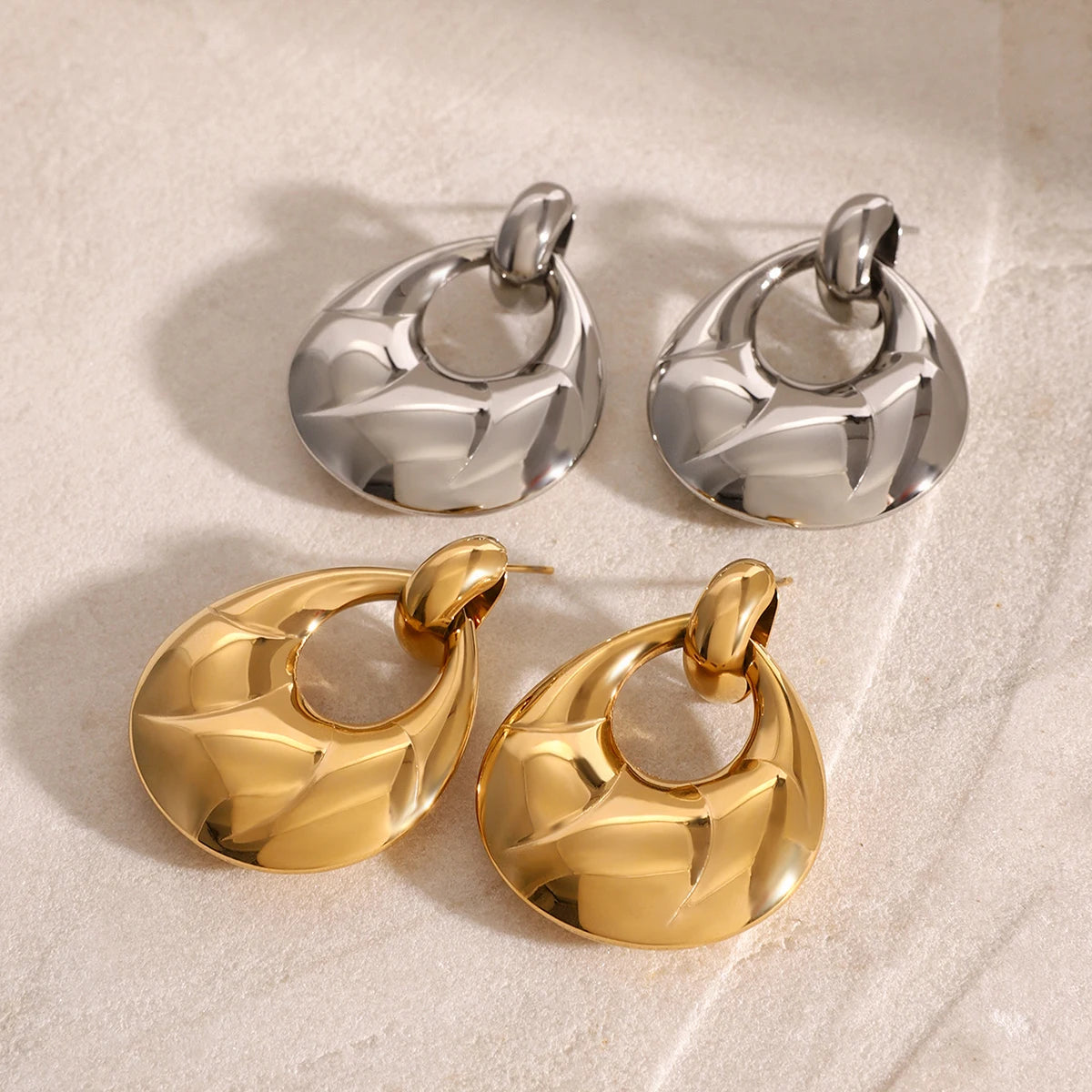 Dual-Tone Teardrop Earrings