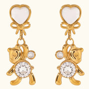 Heart & Bear Charm Earrings