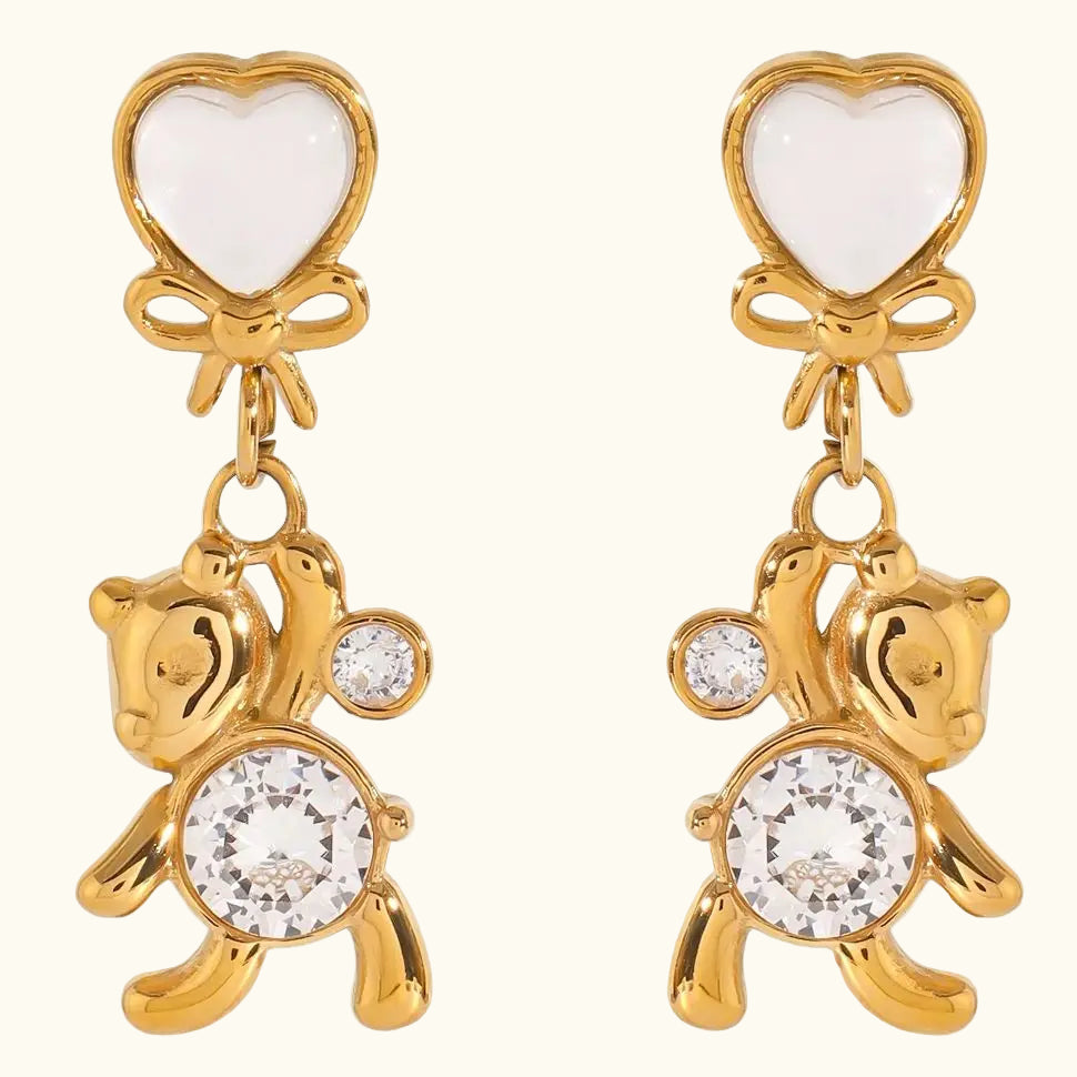 Heart & Bear Charm Earrings