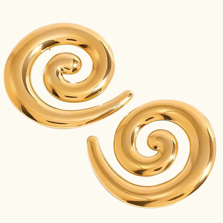 Gold Spiral Swirl Earrings