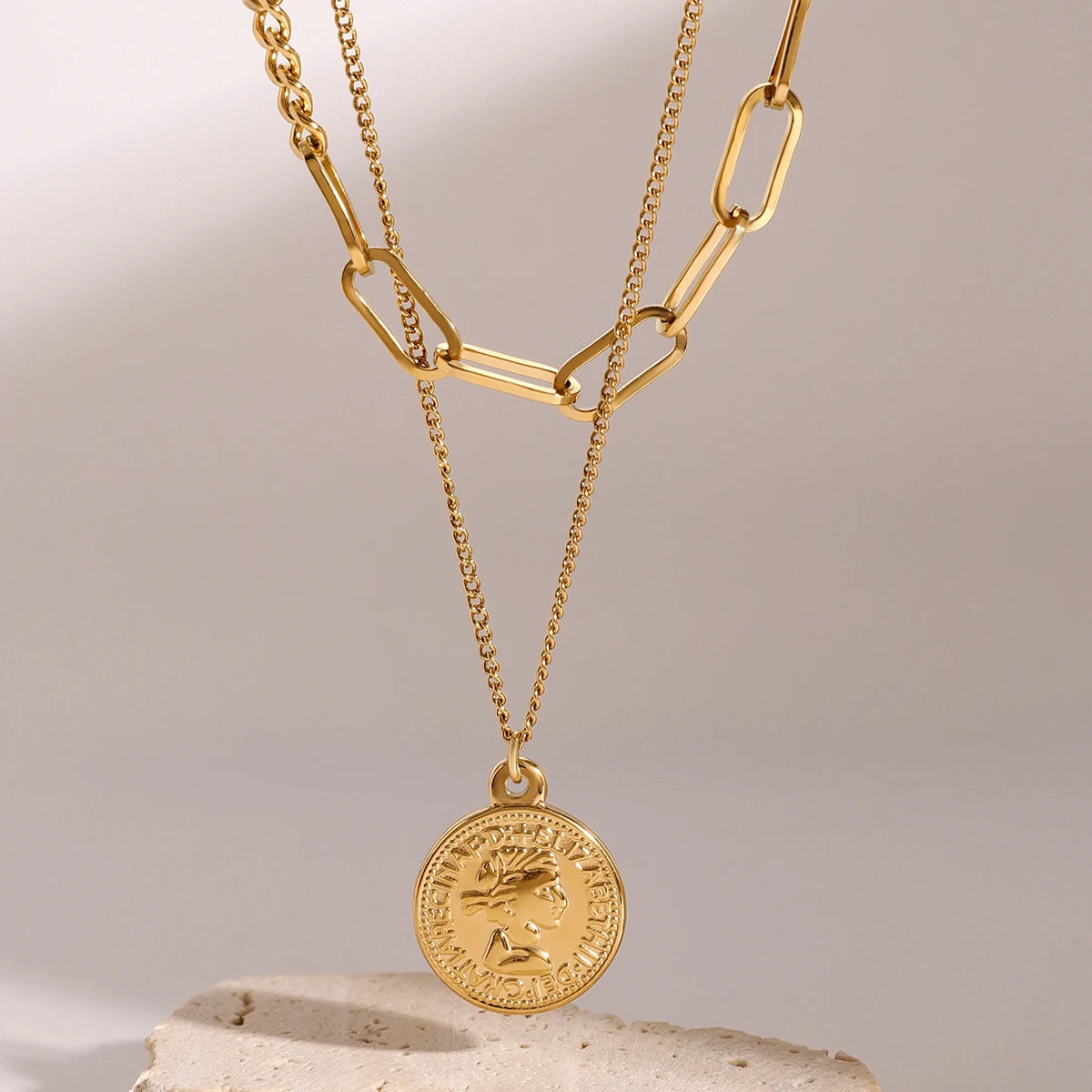 Layered Coin Pendant Necklace