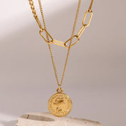 Layered Coin Pendant Necklace