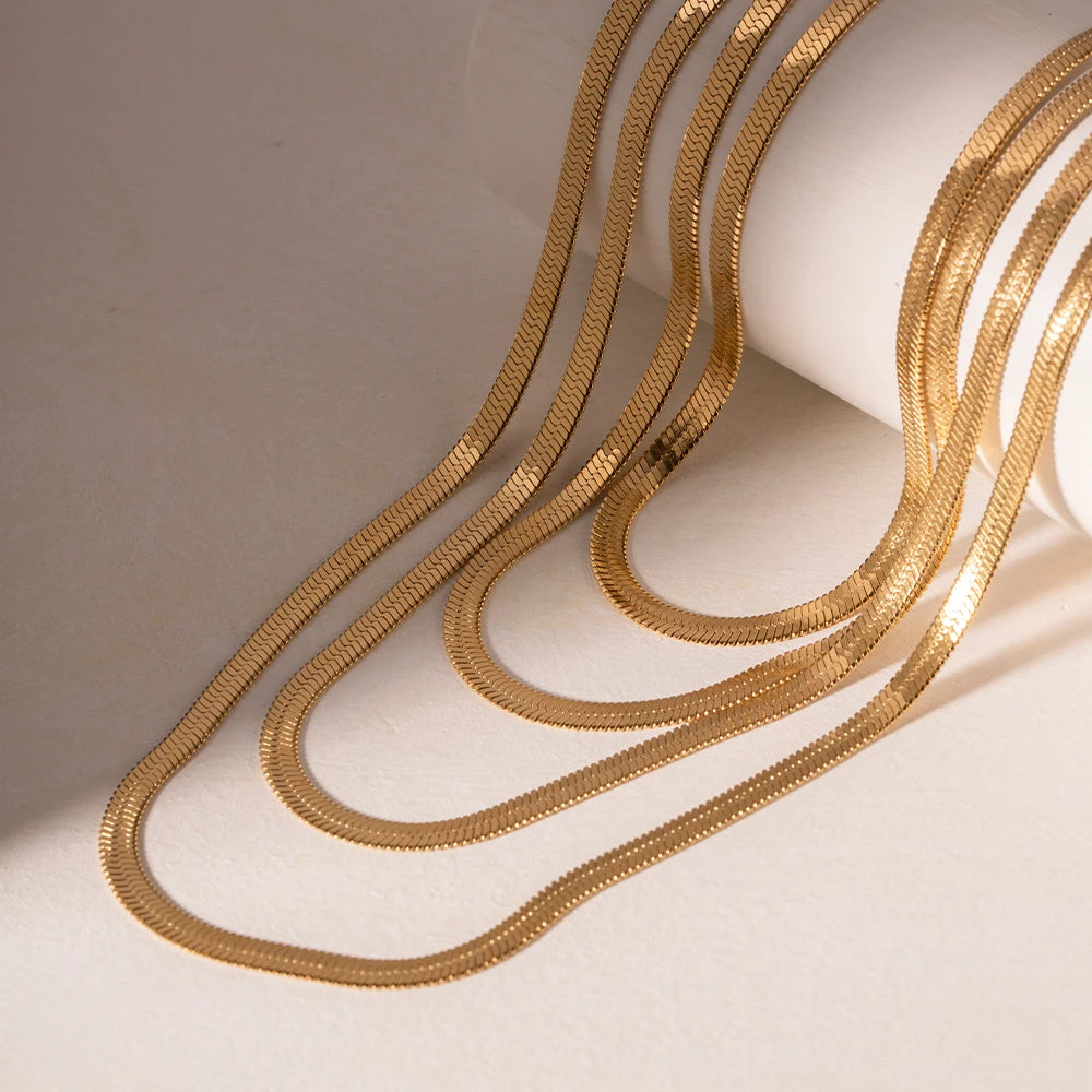 Sleek Herringbone Chain Necklace